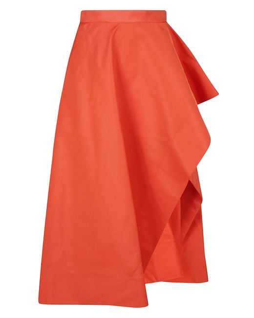 Alexander McQueen Orange Wrap Long Skirt
