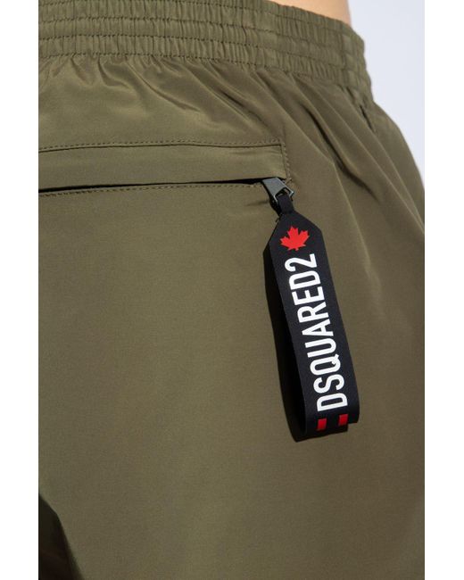 DSquared² Green Swimming Shorts With Logo for men