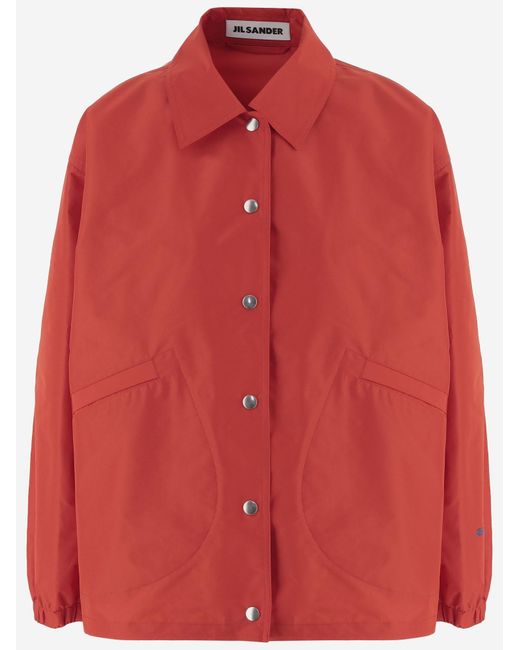 Jil Sander Red Jacket Lightweight Nylon