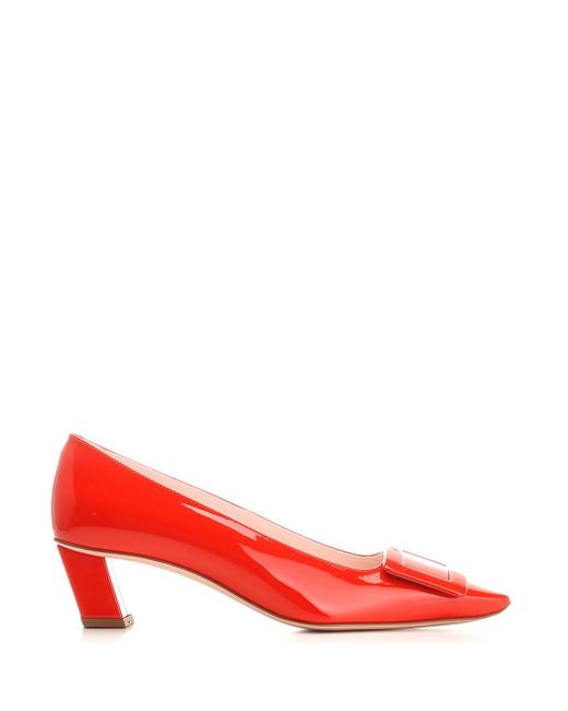 Roger Vivier Red Belle Vivier Patent Pumps With Metal Buckle