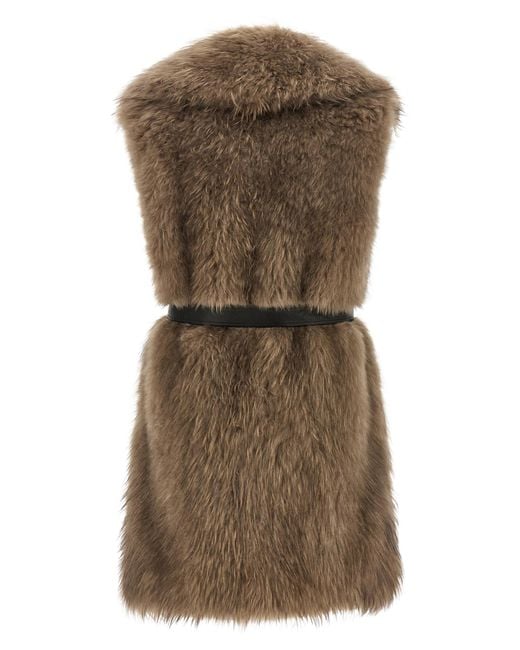 Blancha Brown Lamb Fur Sleeveless Jacket Clothing