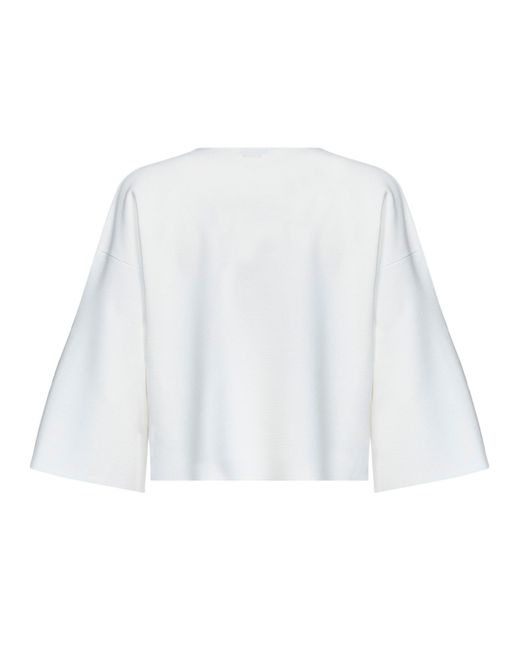 Max Mara White Top Mxmformo Viscose Crepe Knitwear