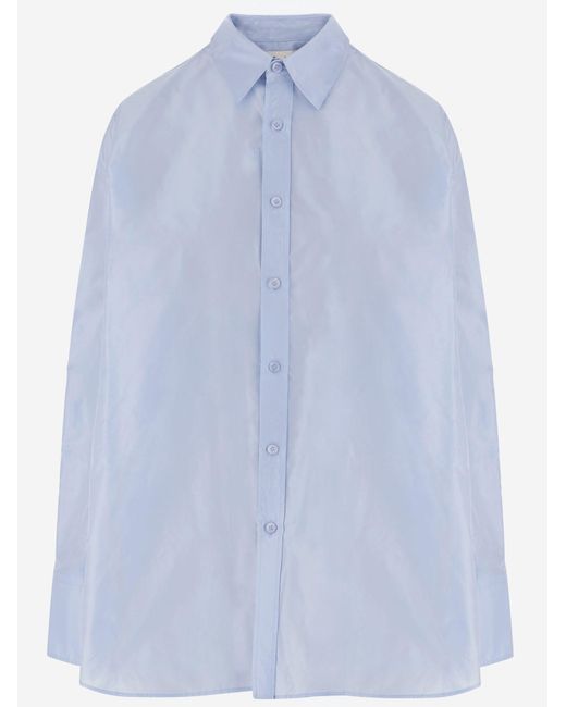 Carven Blue Shirt, Oversized Silk