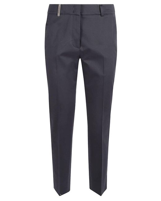 Peserico Blue Mid-Rise Stretched Tailored Trousers