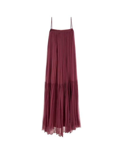 Chloé Purple Tyrian Silk Long Dress