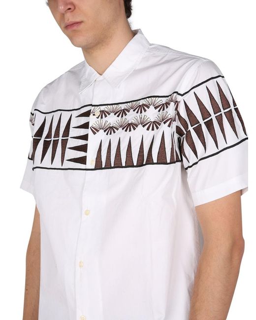 Universal Works White Shirt With Embroidery for men