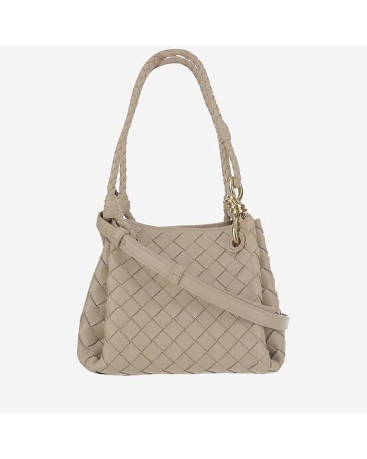 Bottega Veneta Natural Small Parachute Lambskin Shoulder Bag Leather
