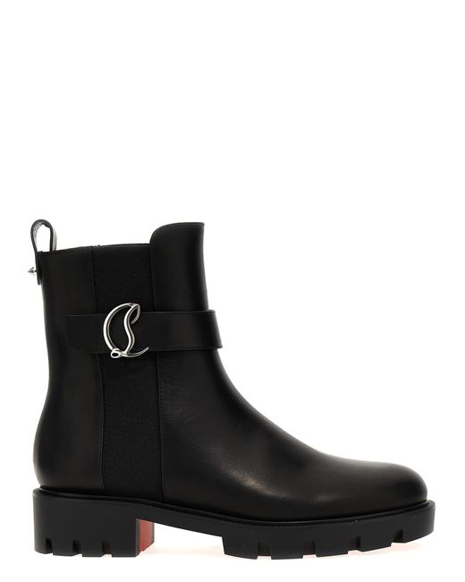 Christian Louboutin Black Cl Chelsea Booty Lug Ankle Boots