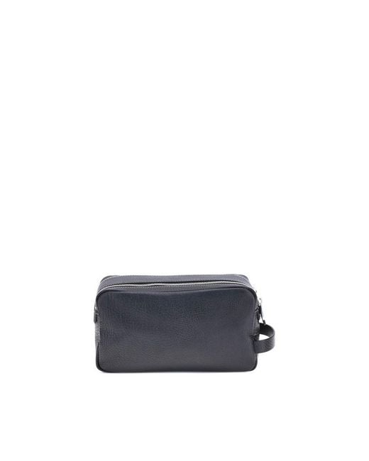 Brunello Cucinelli Blue Pebbled Leather Beauty Case for men