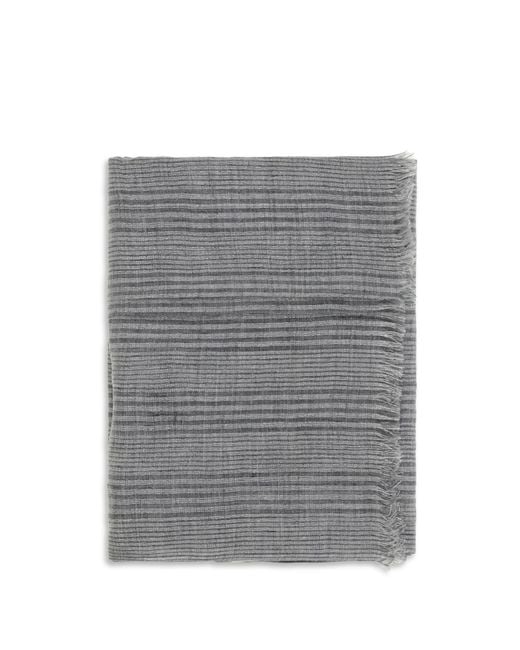 Brunello Cucinelli Gray Linen Scarf With Lurex Details Linen; Viscose; Polyester