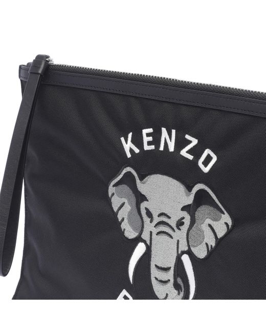 KENZO Black Varsity Jungle Zip Pouch for men