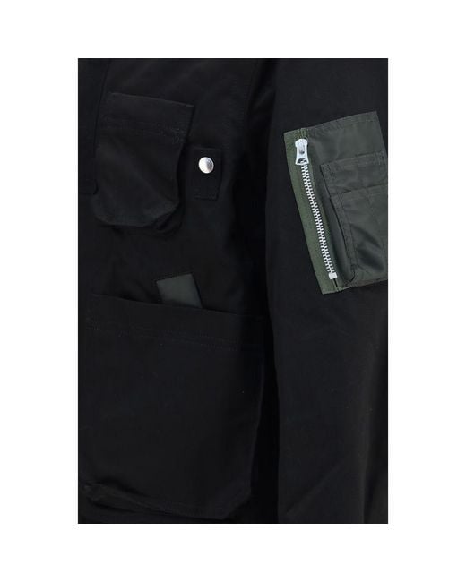 Sacai Black Cotton Bomber Clothing for men