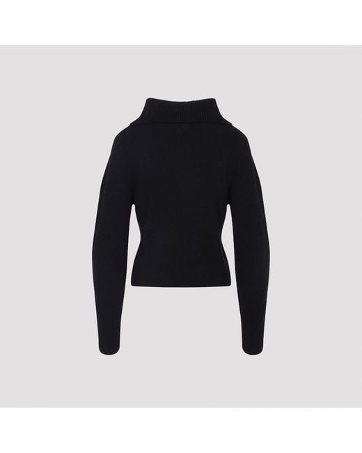 Lemaire Black Zipped Wool Sweater