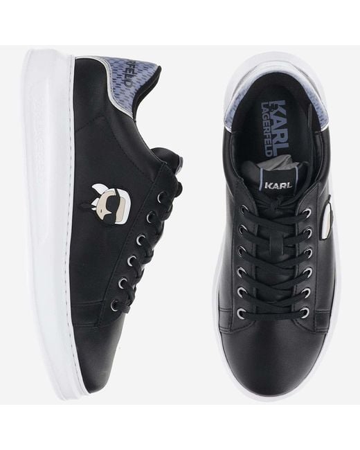 Karl Lagerfeld Black Leather Sneakers With Logo for men