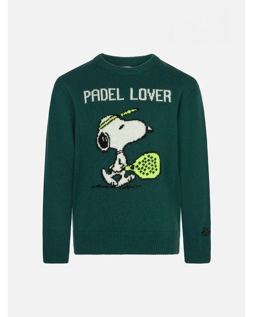 Mc2 Saint Barth Green Boy Crewneck Sweater With Snoopy Print for men