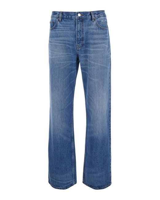 FRAME Men's Blue Relaxed Jean With High Waist And Pockets For
