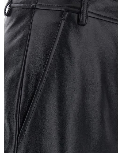 Max Mara Black Pants Legno Leather Lamb Trousers