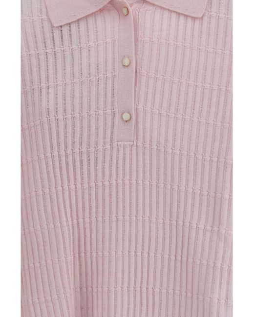 Max Mara Pink Polo Gallo Wool And Silk Silk; Ovis Aries Knitwear