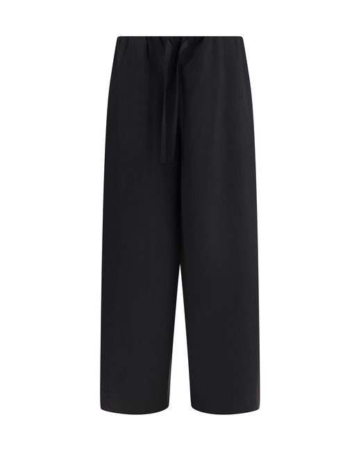 Totême Black Drawstring Dinner Trousers Wool