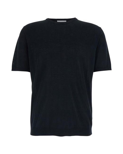 Roberto Collina Black T-Shirt With Crew Neck And Ribbed Cotton Finishes For Tshirts Polo Shirts for men