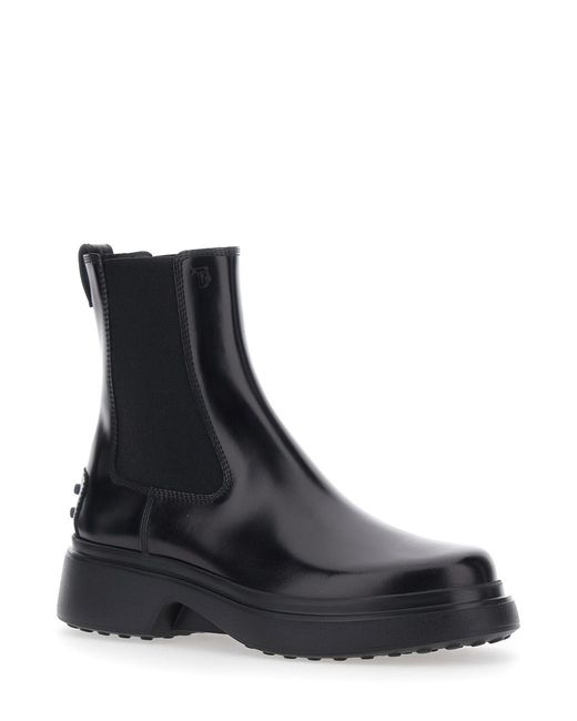 Tod's Black Ankle Boots Leather Blend Sheep