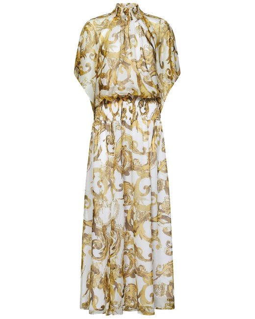 Versace Metallic Watercolour Baroque Long Dress
