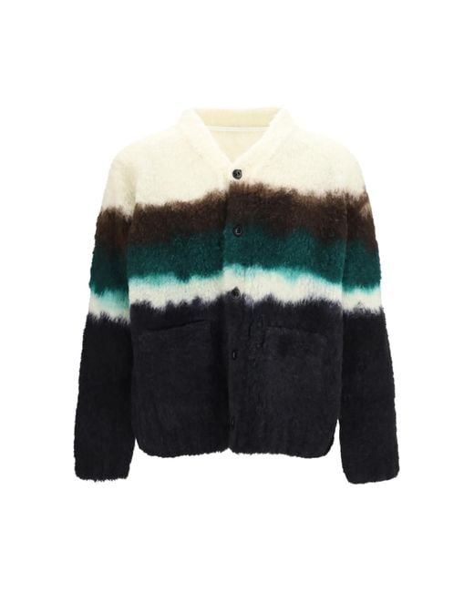 Sacai Black Chusen-Dyed Cardigan Wool Ovis Aries; Polyester for men