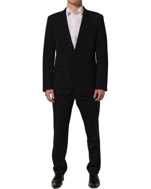 Dolce & Gabbana Black Wool Slim Fit Formal Men 2 Piece Suit for men