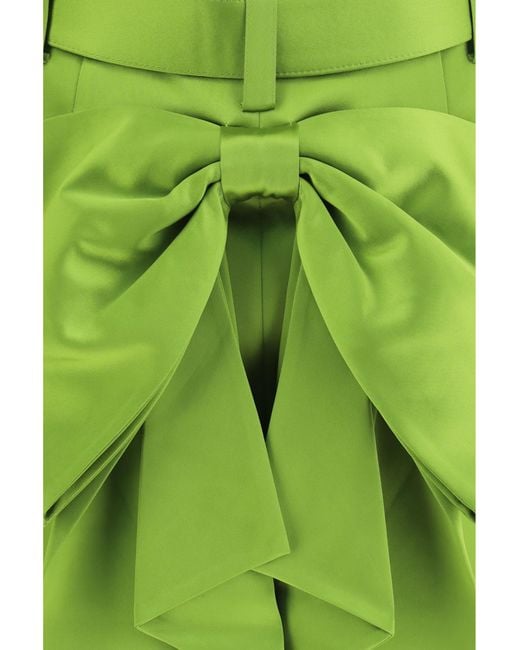 Self-Portrait Green Satin Bow Mini Skirt Polyester