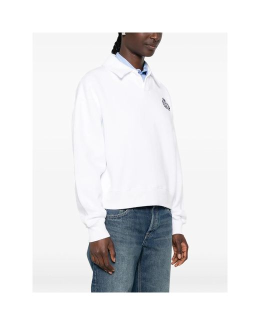 Sporty & Rich White Embroidered-Logo Sweatshirt
