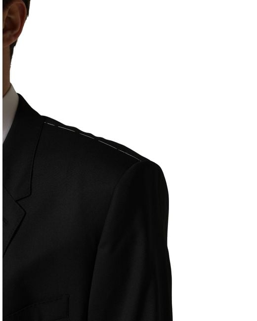 Dolce & Gabbana Black Single Breasted 2 Button Suit Jacket Elastane Virgin Wool for men