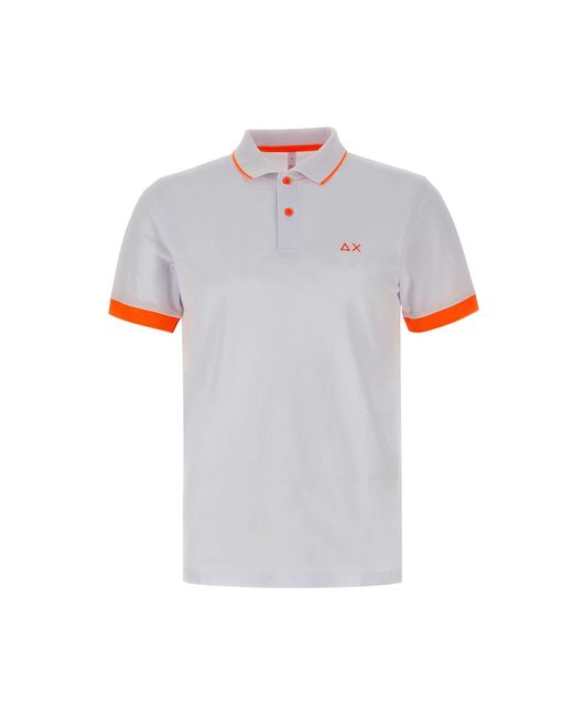 Sun 68 White Small Stripe Cotton Polo Shirt for men
