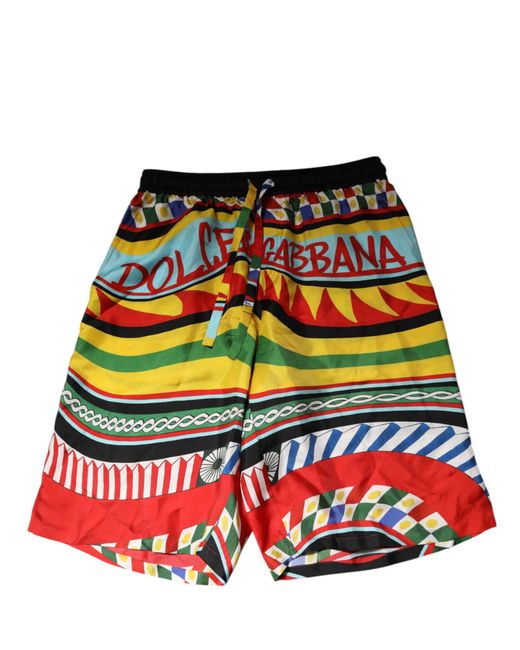 Dolce & Gabbana Red Logo Print Swim Shorts for men