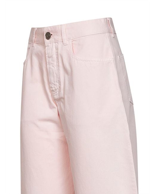 Alaïa Pink Dyed Cotton Denim Low-Rise Round Jeans