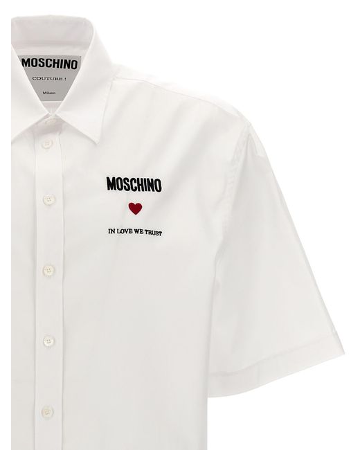 Moschino White In Love We Trust Shirt, Blouse for men