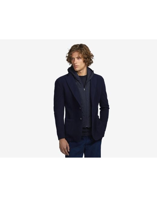 Sease Blue Hooded Blazer Jacket for men
