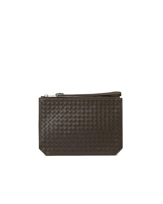 Bottega Veneta Gray Intrecciato Piccolo Standing Pouch for men