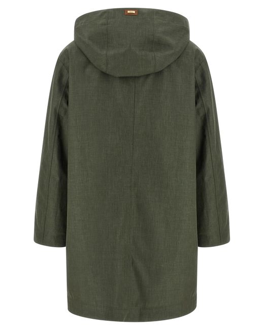 Herno Green Linen Raincoat