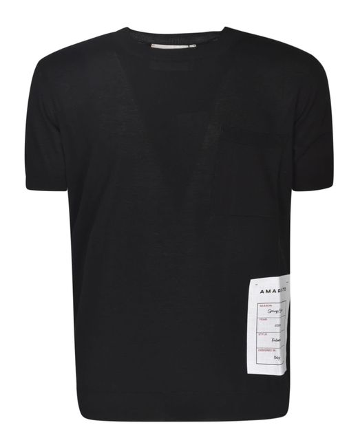 Amaranto Black Logo Short-Sleeved Jumper for men