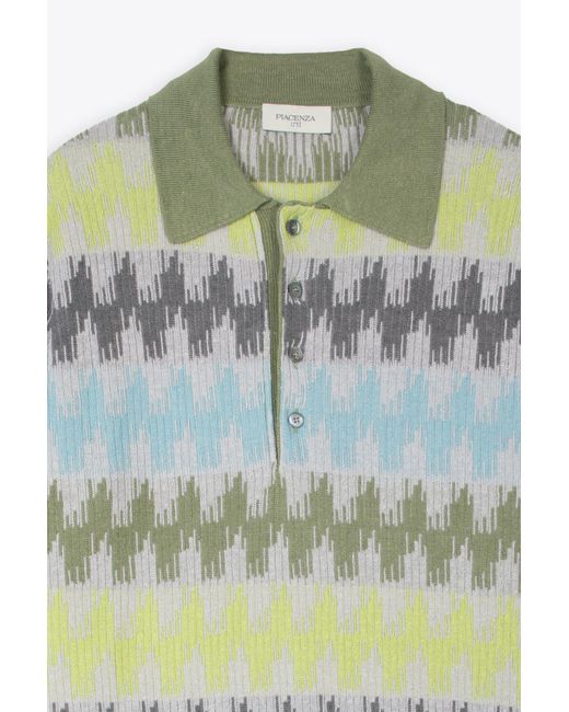 Piacenza Cashmere Multicolor Polo Manica Corta Multicolour Jacquard Knitted Polo Shirt for men