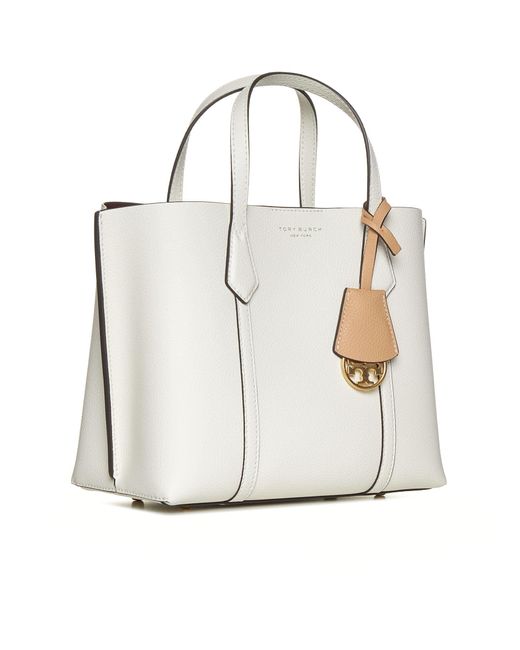 Tory Burch White Perry Small Leather Tote Bag