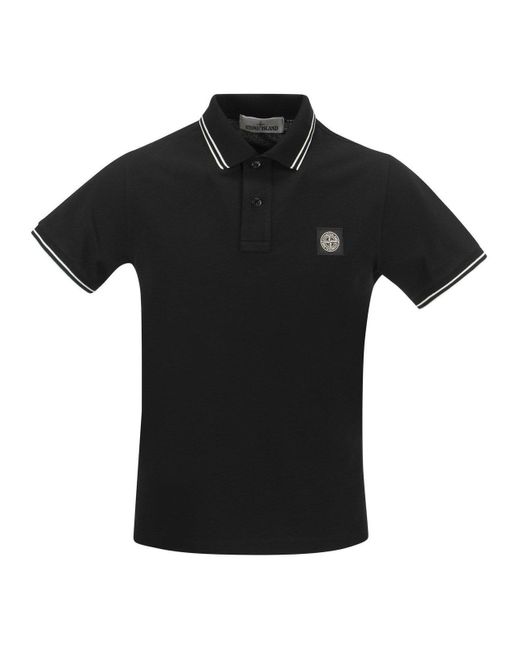 Stone Island Black Slim Cotton Polo Shirt for men