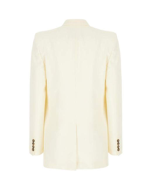 MSGM Natural Ivory Stretch Wool Blazer