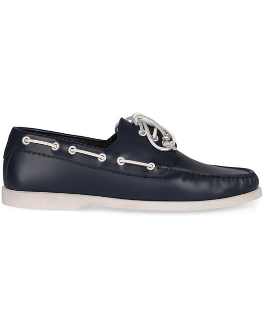 Céline Blue Bateau Leather Boat Shoes Calfskin; Goatskin for men
