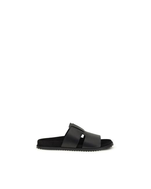 Dolce & Gabbana Black Calf Leather Bos Taurus Sandals for men