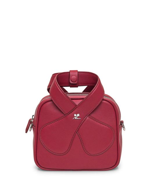 Courreges Red Loop Logo Plaque Zip-Up Mini Shoulder Bag