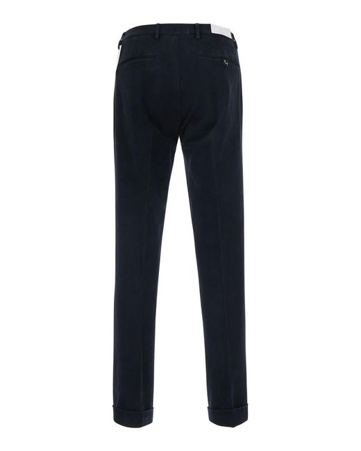 Michael Coal Blue Cotton Trousers With Belt for men
