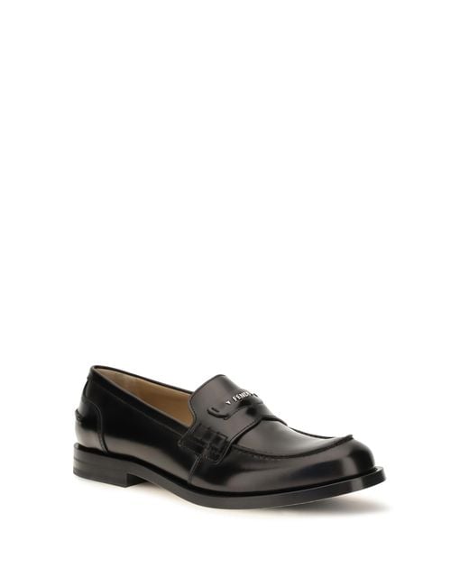 Fendi White Ateneo Calfskin Loafers for men
