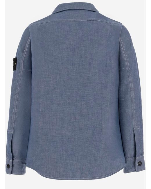 Stone Island Blue Shirt Cotton Denim Blouses And