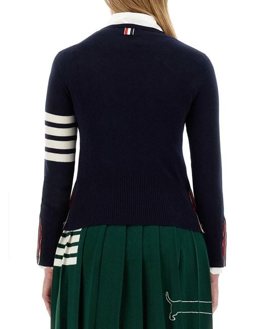 Thom Browne Blue 4Bar Cashmere Shirt Jumpers